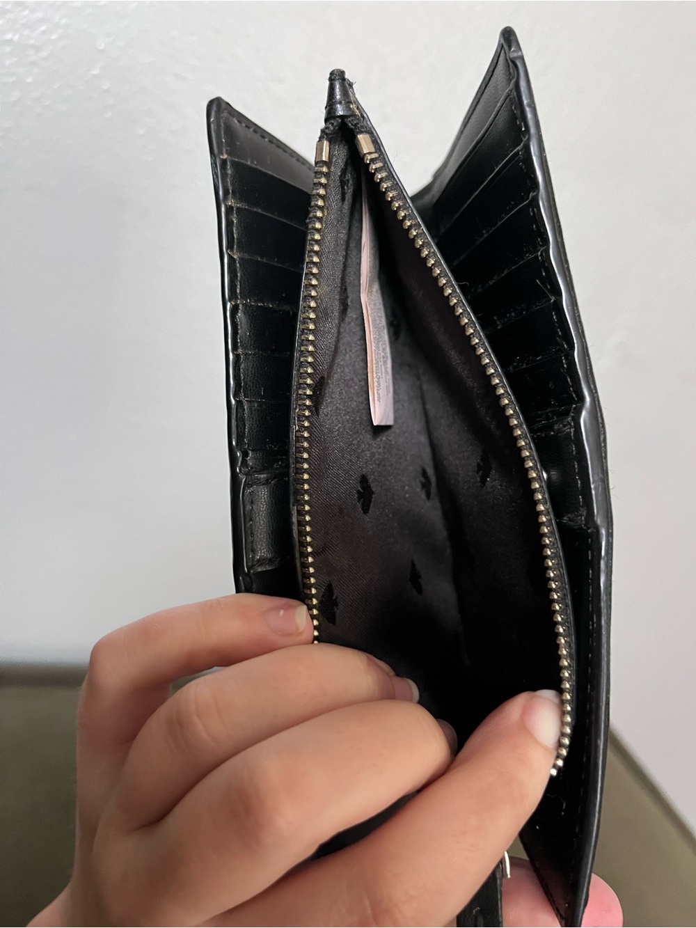 kate spade Black Leather Zip Wallet with Gold Logo - Picture 8 of 8